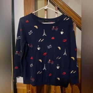 Talbots Navy Sweater with Parisian French Embroidered Motifs, Women’s M travel